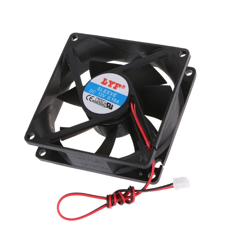 12V 2 Pin 80x80x25mm PC Computer CPU System Heatsink Brushless Cooling Fan 8025 X6HB 3