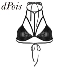 Женское блестящее металлическое эротическое женское белье на шнуровке, с бретельками спереди, лифчик, топы, бикини, топ, клубный фестиваль, Одежда для танцев