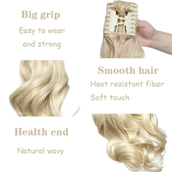 S-noilite Wavy Ponytail Claw on Ponytail Synthetic HairPiece Clip in Hair Extensions Fake Hair Black Brown For Women Hair 5