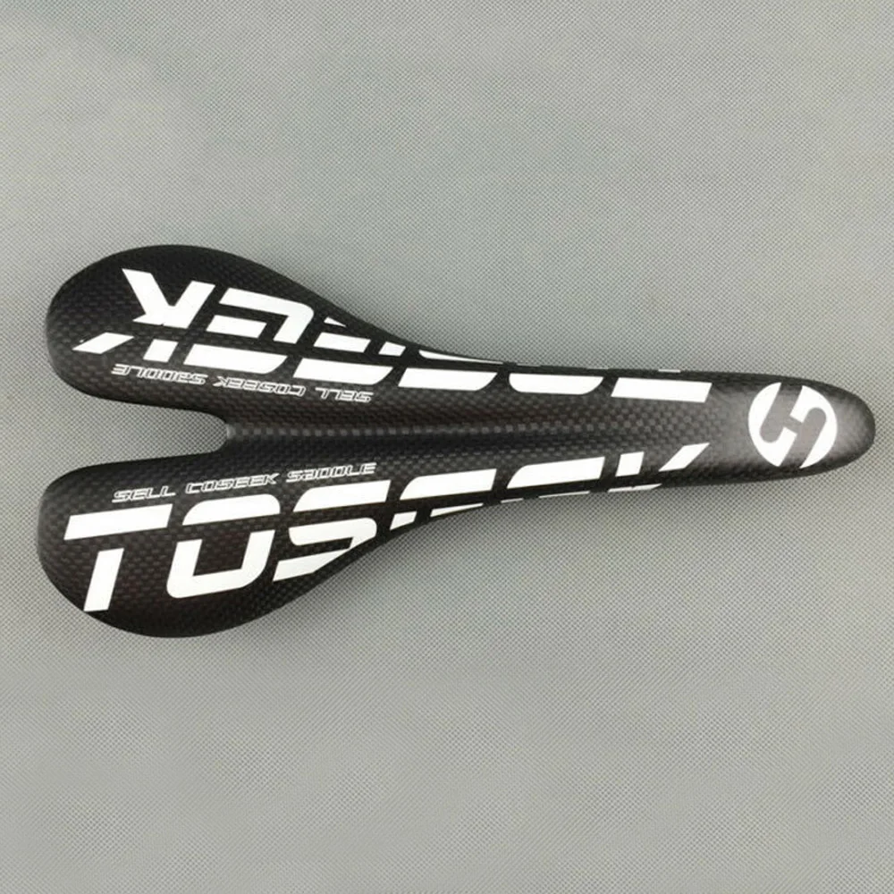 Высококачественное седло для горного велосипеда TOSEEK MTB, углеродное волокно, Велосипедное Сиденье для шоссейного велосипеда 135 мм, эргономичный дизайн из углеродного волокна - Color: White