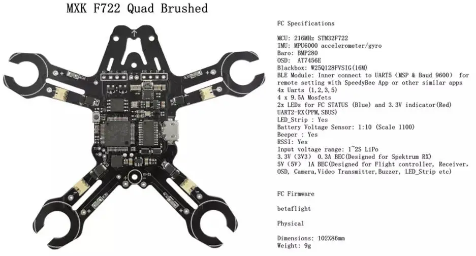 MXK F722 матовый Квадрокоптер рамка Комплект Встроенный Bluetooth OSD