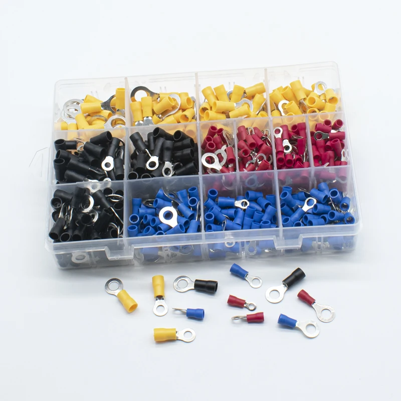 Полный набор изолированных вилочных клемм круглого типа соединители Электрический обжимной зажим колец