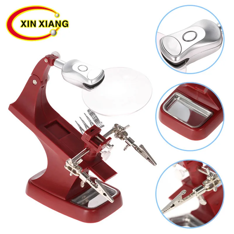 

Table Soldering Magnifier 3X 4.5X Magnifying Glass With LED Portable Third Hand Soldering Magnifier Loupe Helping Hand Lupa