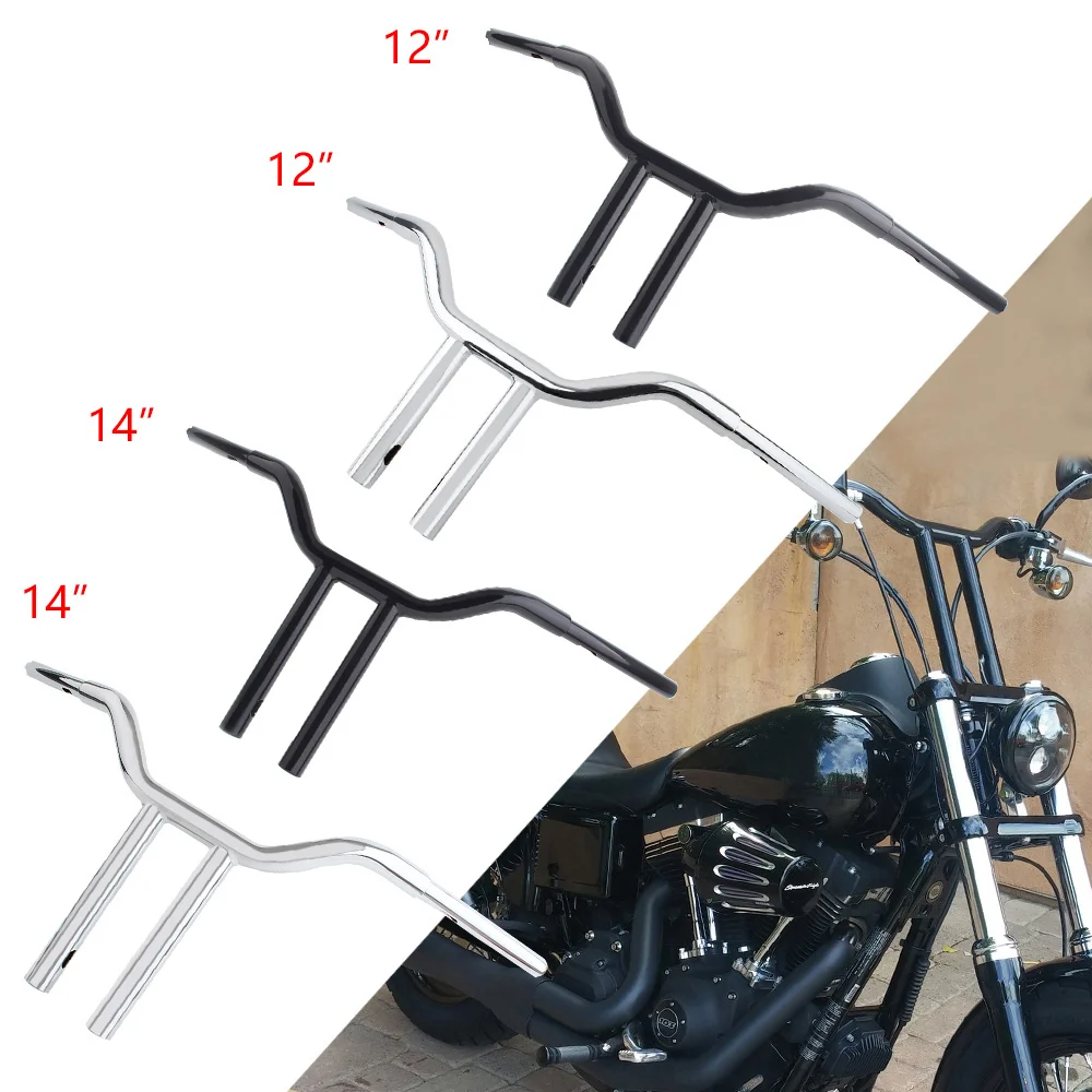 Manubrio Moto 12 "14" T-Bar Per Harley-Davidson Softail Fat Boy Sportster Xl883 Xl1200 X48 Dyna Low Rider