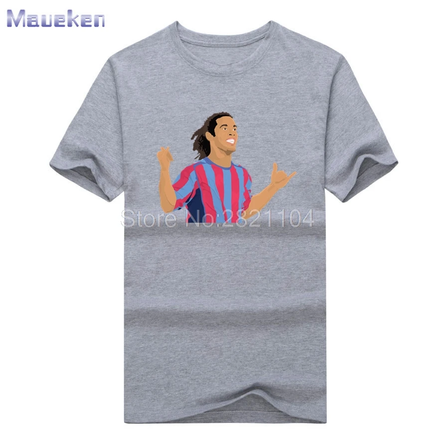Дизайн футболка модная мужская хлопок короткий рукав Ronaldinho для фанатов 0601-8