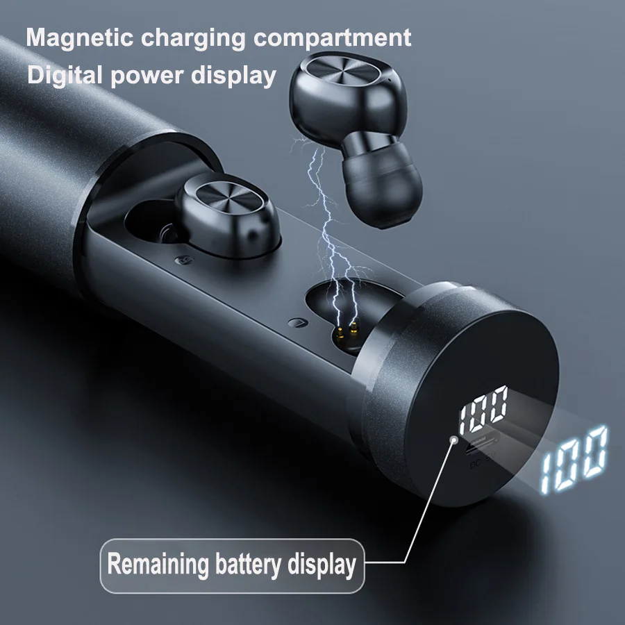 Bluetooth Headset Pull out Wireless Earphone TWS True Stereo with Microphone Metal Matte Touch Music with Charging Boxmicrophone