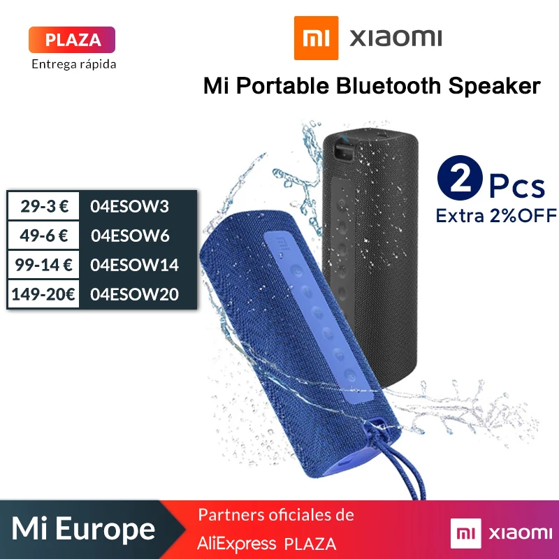 Xiaomi Mi-altavoz portátil con Bluetooth, 16W, conexión TWS, sonido de alta calidad IPX7, impermeable, 13 horas de reproducción