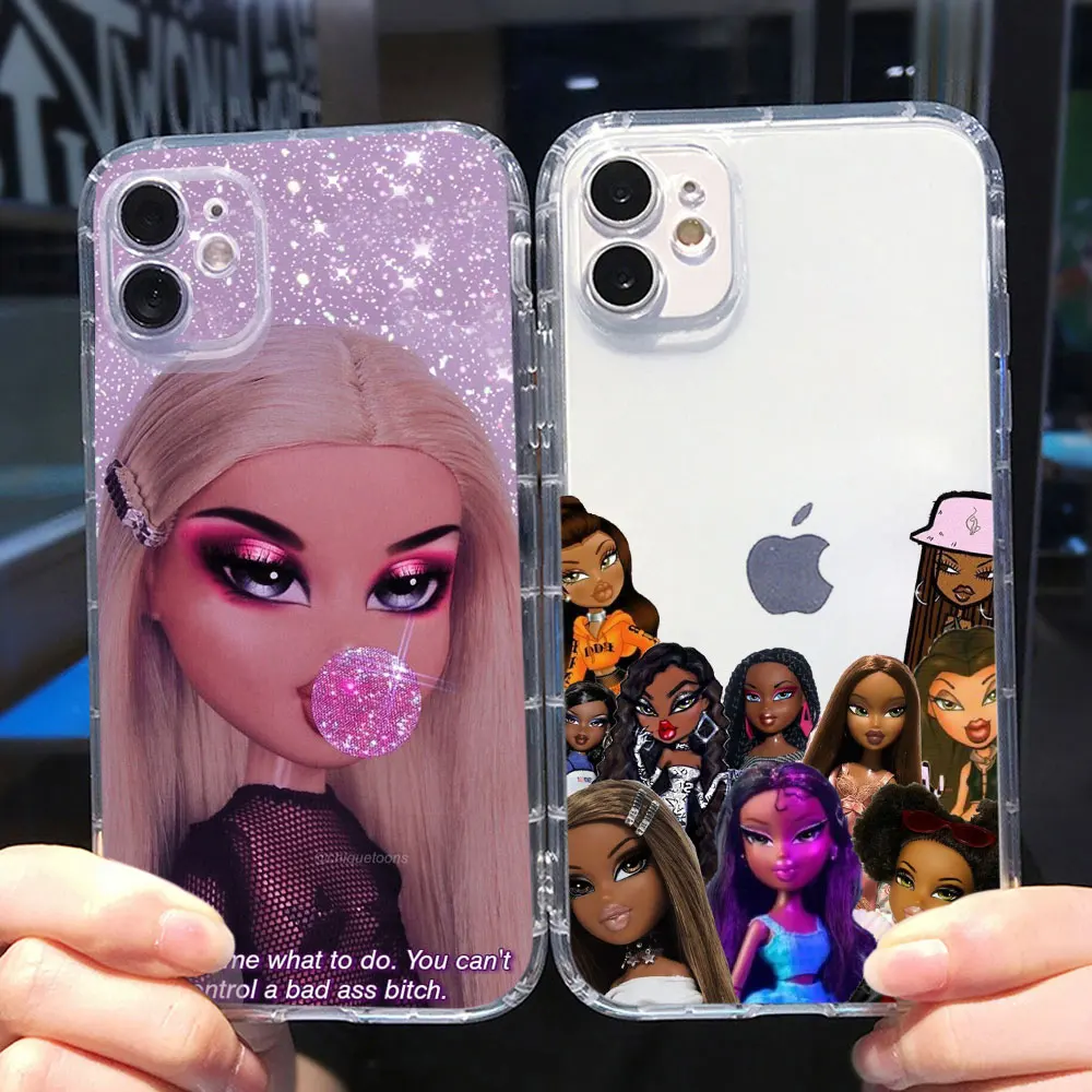 Прозрачный чехол для телефона с милой девочкой куклой Братц Iphone 12 PRO MAX 13 pro max 7 8 plus