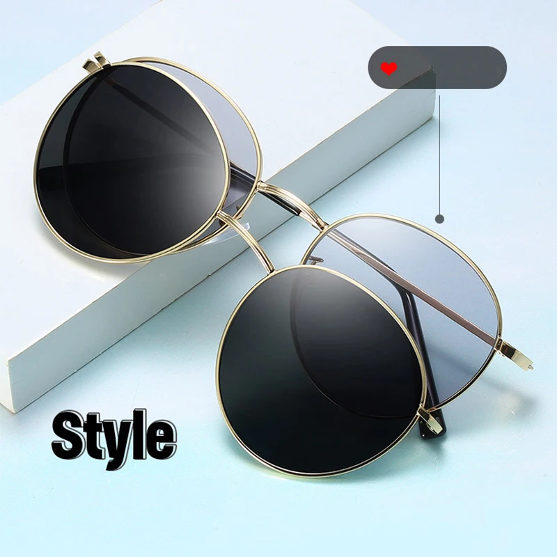 

Magnet polarized women men sunglasses high quality Retro Round metal frames glasses fashion Brand sun glasses UV400