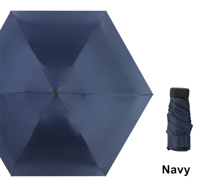 DMBRELLA карманный мини зонтик для дождя женский Ветрозащитный прочный 5 складной зонт от солнца портативный Солнцезащитный Женский зонтик - Цвет: Navy