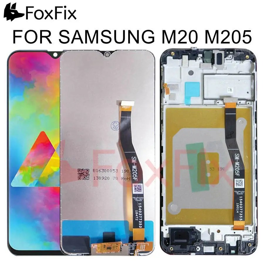 FoxFix для SAMSUNG GALAXY M20 M205 M205F ЖК-дисплей с сенсорным экраном в сборе с рамкой M205G M205F/DS M205FN для SAMSUNG M20 lcd