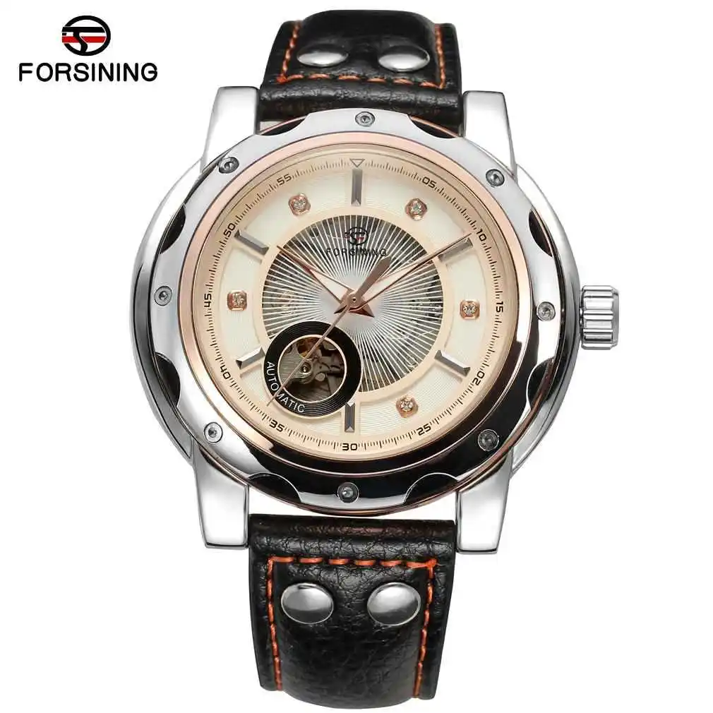

Winner forsining Fully Automatic A523 Hollow out Analog Watch Leather Strap Watch