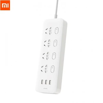 

Xiaomi Mijia Power Strip 4 Sockets 4 Individual Switches 3 USB 5V 2.1A Fast Charging Extension Sockets Charger For Smart Phone