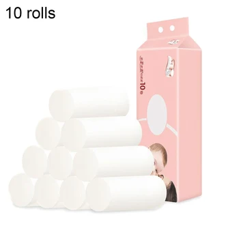 

10 Rolls Toilet Paper Bulk Bath Bathroom Tissue White 4 Ply Skin-Friendly Household TSH Shop