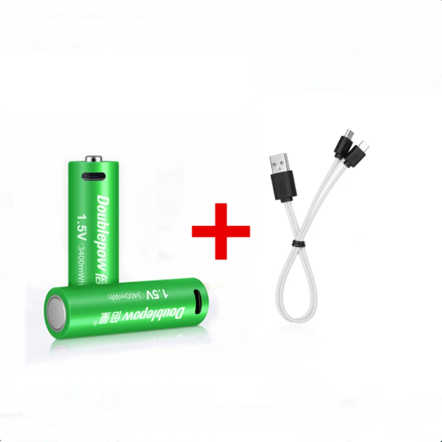 

2Pcs New 1.5V 3400mWh AA rechargeable battery USB rechargeable lithium battery with Micro USB cable for fast charging
