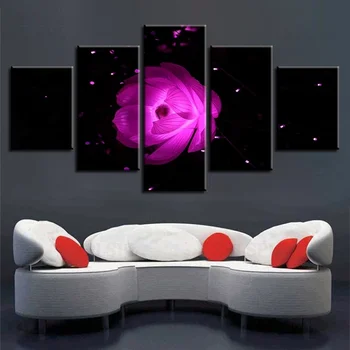 

Canvas Painting Modular Home Decor 5 Pieces Purple Water Lily Poster HD Prints Lotus Flowers Pictures For Living Room