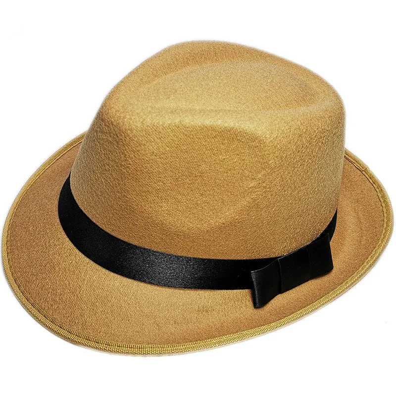 LUCKYLIANJI Retro Hard Felt Women Men Fold Wide Brim Billycock Sag Top Bowler Derby Jazz Fedora Panama Casual Hats (Size:57cm) cream fedora hat