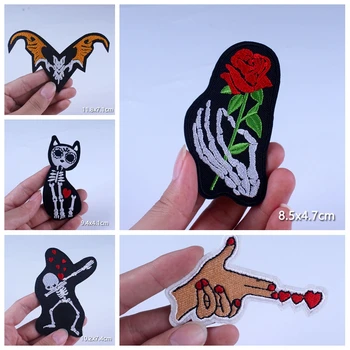 

Skull Patch Stripes For Clothing Embroidered Patches On Clothing DIY Skull Theme Appliqued Patches Appliques For Clothes parches