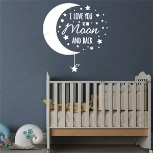 I love you to the moon and back Quote Art Mural Wall Decal Gift Removable Vinyl Wall Sticker Inspiring Home Decor Bedroom CX1735