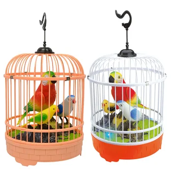 

Inductive Sound Voice Control Activate Chirping Singing Bird Cage Kids Funny Toy (Random Color)