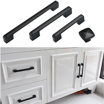 American Style Furniture Cabinet Handles Kitchen Cupboard Pulls Drawer Knobs Hardware Handle Black