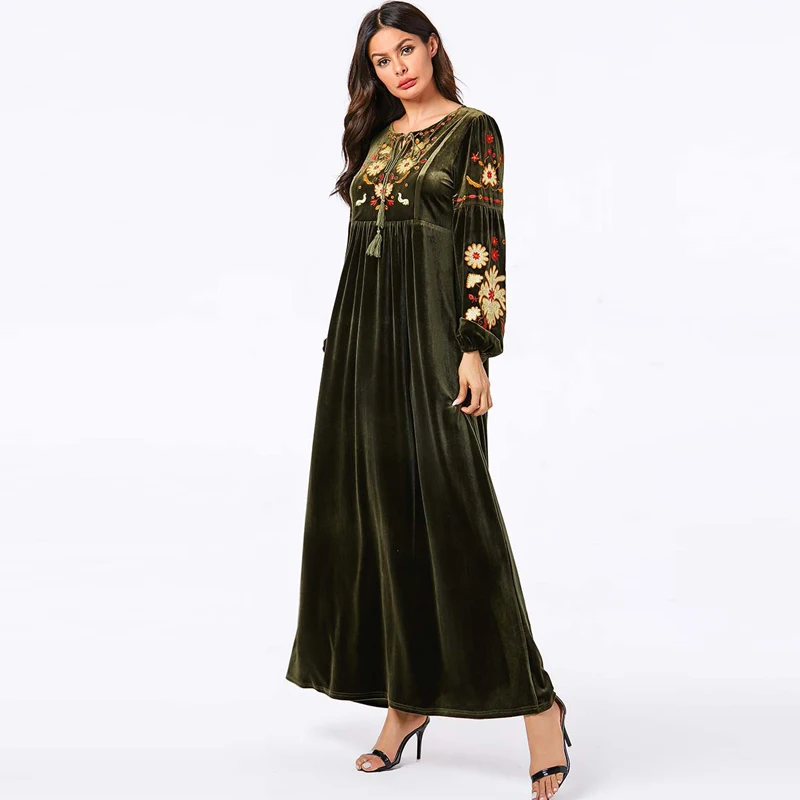 Caftan Дубай Кафтан Vestidos Arabes бархат абайя исламский, арабский длинный макси мусульманский хиджаб платье Турция Tesettur платье без рукавов Longue