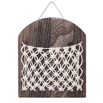 

Home Decor Door Back Office Storage Basket Space Saving Hand Woven Wooden Dormitory Bedside Retro Wall Hanging Magazines