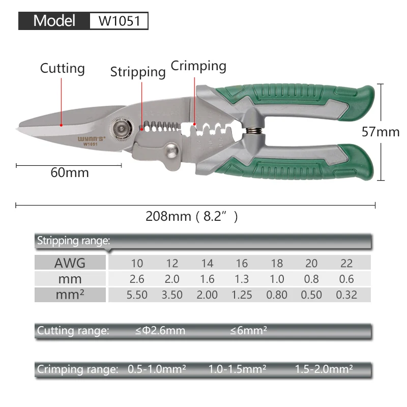 6 ''7'' 8 дюймовый провод зачистки нержавеющей инструмент для резки стальных канатов многофункциональные плоскогубцы обжимной электрик режущие инструменты - Цвет: W1051