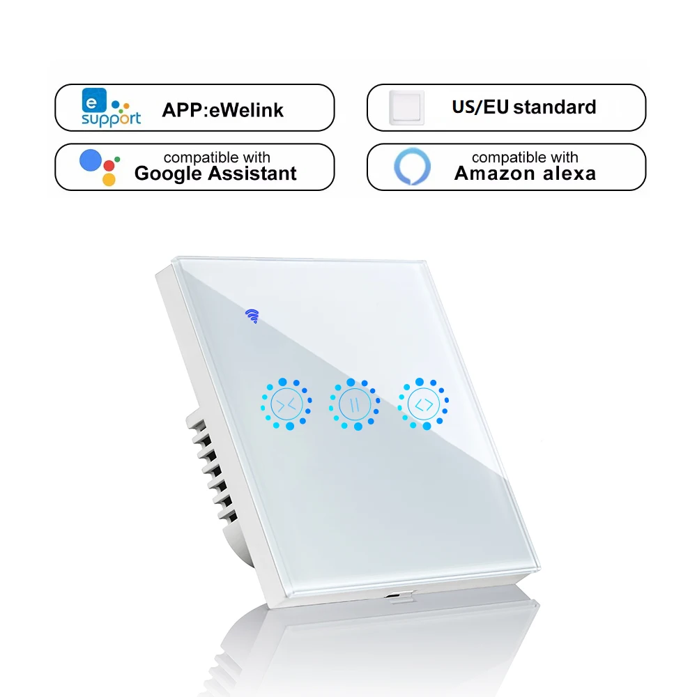 Занавес/гаражная дверь умный WiFi переключатель рольставни двери WiFi жалюзи диммер сенсорный переключатель работа с Google home Amazon Alexa - Цвет: White EU Standard