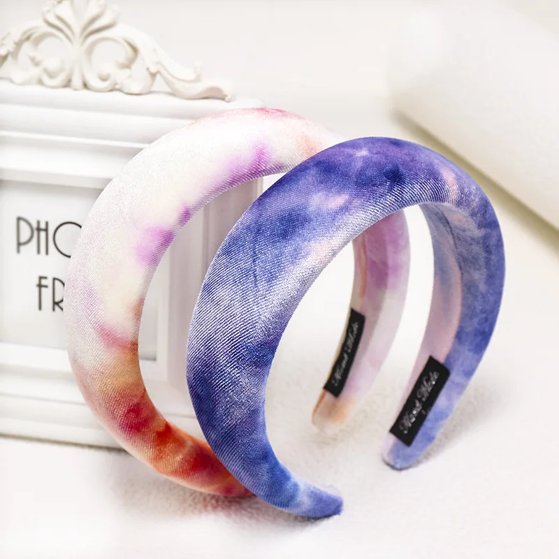 DUOJIAOYAN новая зимняя 3 цвета Модная повязка для волос Tie-dye бархатный спонж повязка для женщин