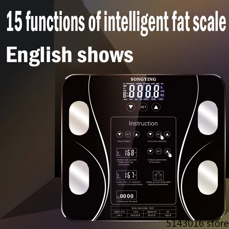 

Hot 15 Body Index Electronic Smart Weighing Scales Bathroom Body Fat Bmi Scale Digital Human Weight Mi Scales Floor Lcd Display
