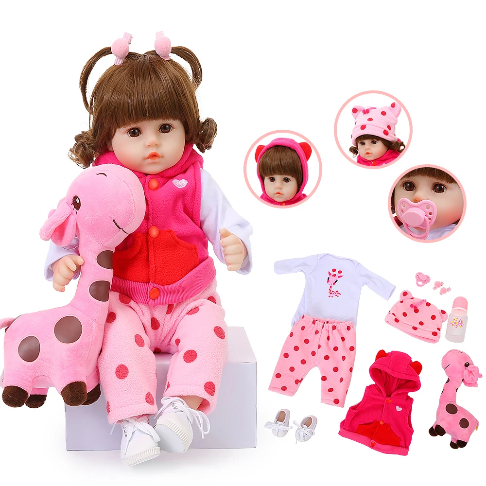 

48CM Silicone Realistic Reborn Baby Deer Brown Eyed Doll Cute Realistic Toddler Birthday Christmas Toy Doll