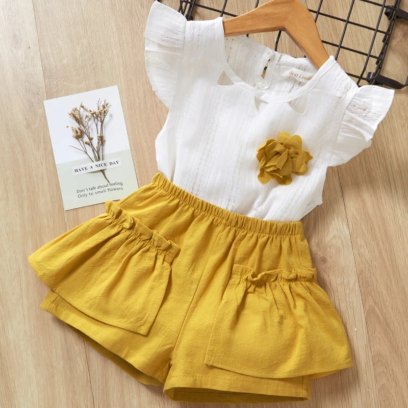 Conjuntos de Roupas para Crianças Menina sem Mangas Camiseta + Calça Roupas para Crianças Menoea Verão Meninas Moda Estilo Nova Chegada