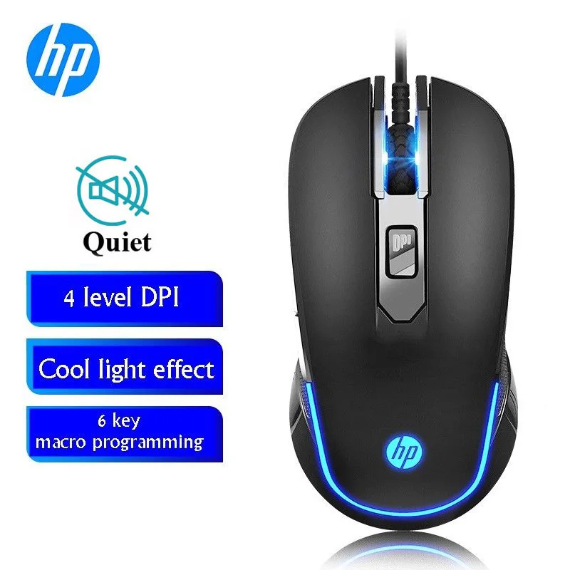 Original HP M200 USB Wired Gaming Optical Mouse Sport Backlit Macro