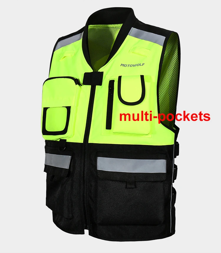 Motorcycle Safety Vest Reflective Jacket Chaqueta Chaleco Reflectante Moto Chaleco de Seguridad Colete Motocross 3pcs Protectors