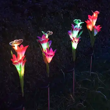 

Solar Light Garden LED Lawn Lamp Lily Flowers Outdoor Red/Purple Lily Lamp Waterproof IP65 Environmentally Friendly Fashion