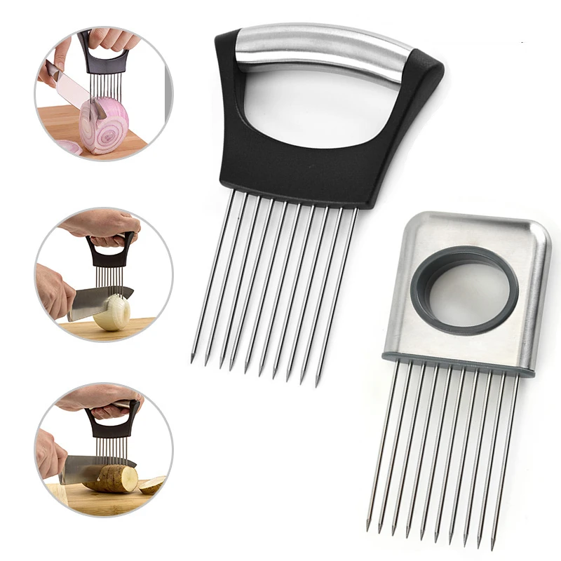Creative Onion Fork Slicer Stainless Steel Loose Meat Needle Tomato Potato Vegetables Fruit Cutter Safe Aid Tool Kitchen Gadgets vegetable slicer fruit slicer onion slicer holder onion slicer food slicer potato slicer