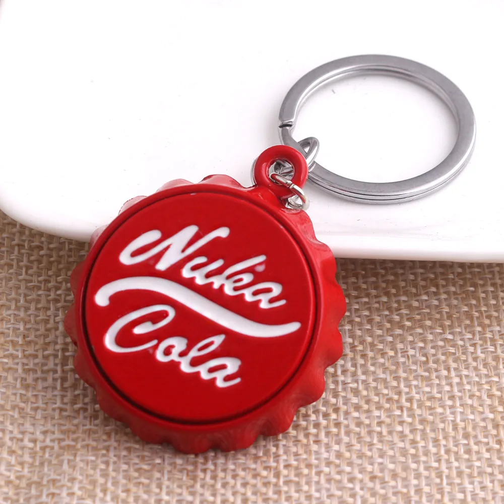Game series Cola red Keychain Fallout 4 Nuka personality Car Keyring Bottle Cap Key Chain for Women Men unique Bag Jewelry Gift | Украшения