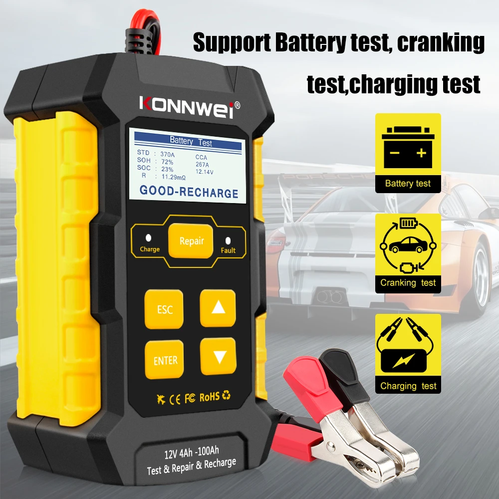Konnwei Kw510 Battery Tester 12v Car 5a Battery Charger Pulse Repair
