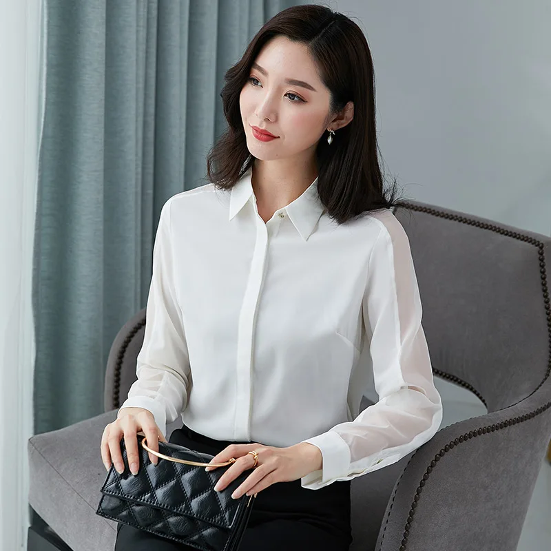 

Lapel spring and autumn fat cover belly top large autumn dress 2020 new Korean shirt bottoming shirt