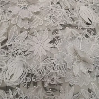 

Soft Embroidered Floral Fabric, Floral Lace Fabric, Pure White Tulle Fabric, Bridal Dress Fabric, Apparel Fabric, By The Yard