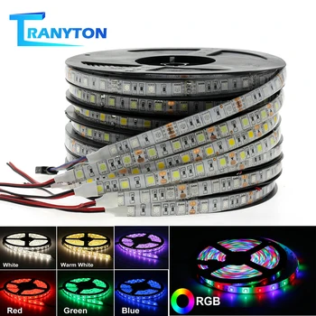 

RGB LED Strip Light 5050 2835 DC12V Neon Ribbon Waterproof Flexible LED Tape 60LEDs/m 5M 12V LED Strip for Home Decoration