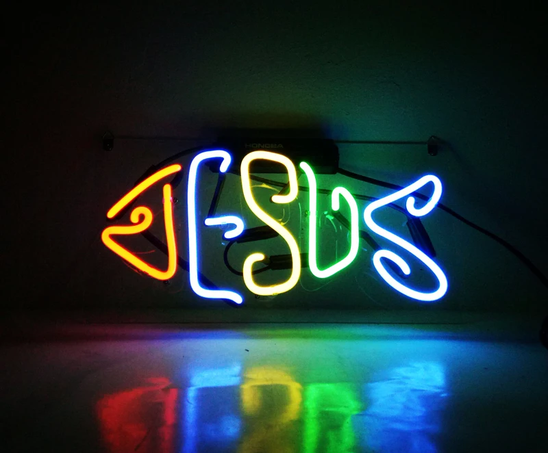 

Neon Light Sign Custom Name Beer Bar Home Decor Open Store Lamp Display Fish 13''X8''