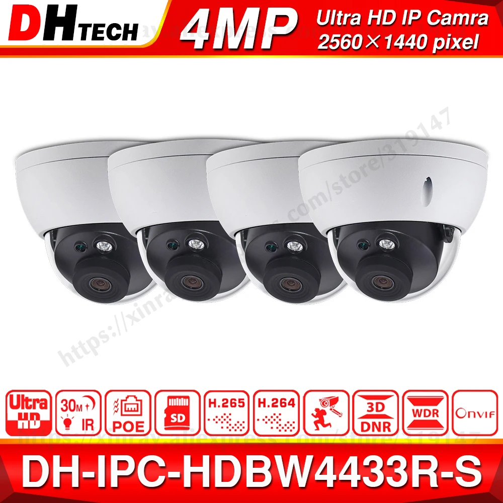 

Wholesale Dahua IPC-HDBW4433R-S 4Pcs/lot 4MP IP Camera Replace IPC-HDBW4431R-S IK10 IP67 POE SD Card Slot Starnight Camera