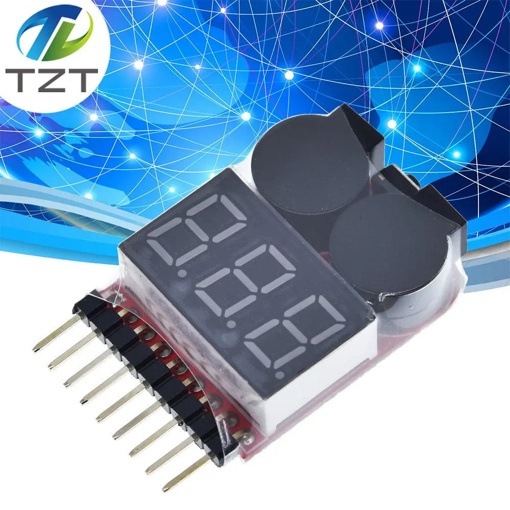 F00872 Lipo батарея Напряжение Тестер Вольтметр индикатор двойной динамик 1 S-8 S низкая зуммер напряжения сигнализации 2in1 2 S 3 S 4S 8 S