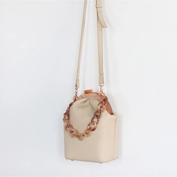 

Luxury Acrylic Chain Handle Bucket Bags Box Tote Handbag Messenger Bag Crossbody Clutch Woman Bag PU Leather Handbag