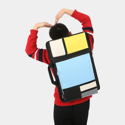 Модная клетчатая художественная сумка, Детские художественные принадлежности, сумка для рисования, Пользовательский логотип, MOQ20PCS - Цвет: Синий