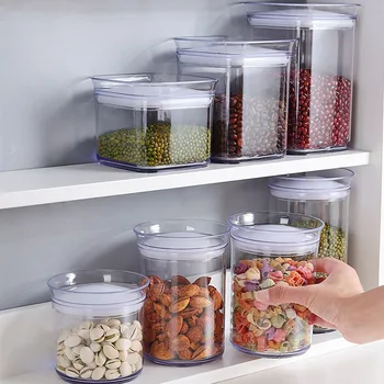 

Plastic Cereal Storage Box Kitchen Food Grain Rice Container Nordic Stackable Lid Sealed Tank Simple Sugar Organizer Can