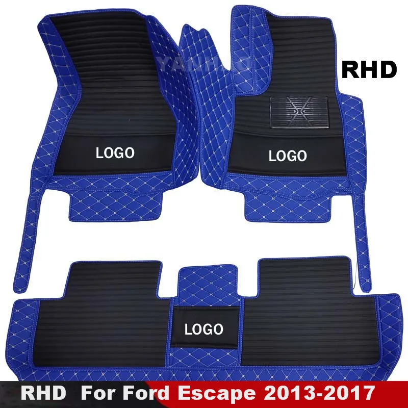 

RHD Carpets Rugs For Ford Escape 2017 2016 2015 2014 2013 Car Floor Mats Leather Waterproof Custom Auto Interior Accessories