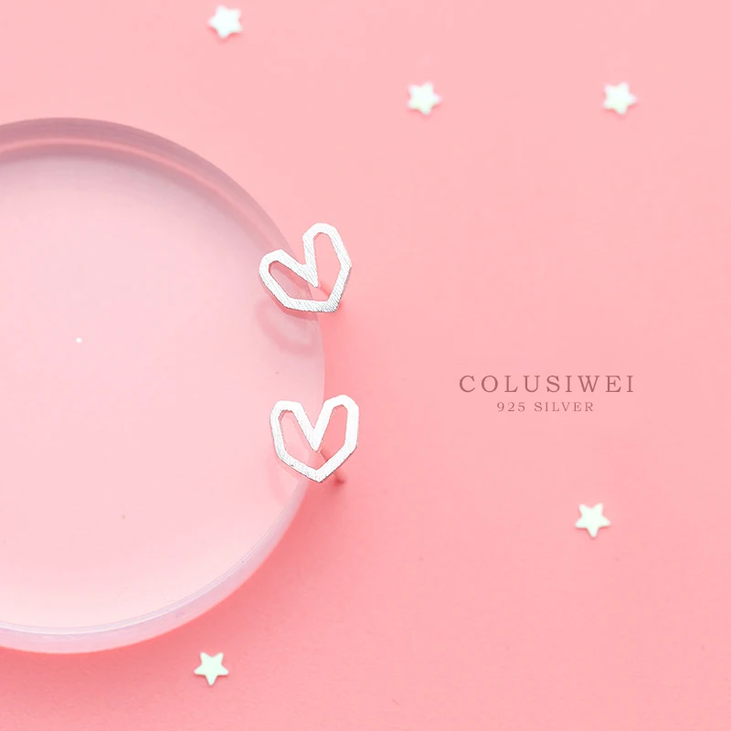 

Colusiwei 100% 925 Sterling Silver Fashion Romantic Hollow Out Heart Stud Earrings for Women Simple Silver Jewelry Girls Gift